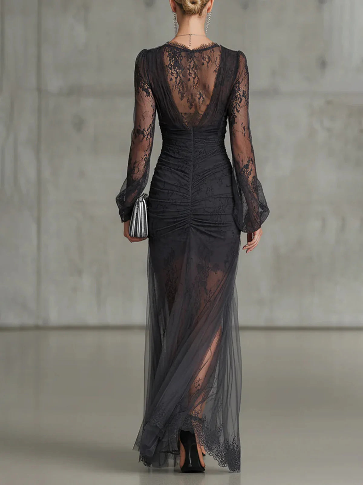 Tessa | Sheer Ruffled Lace Dress