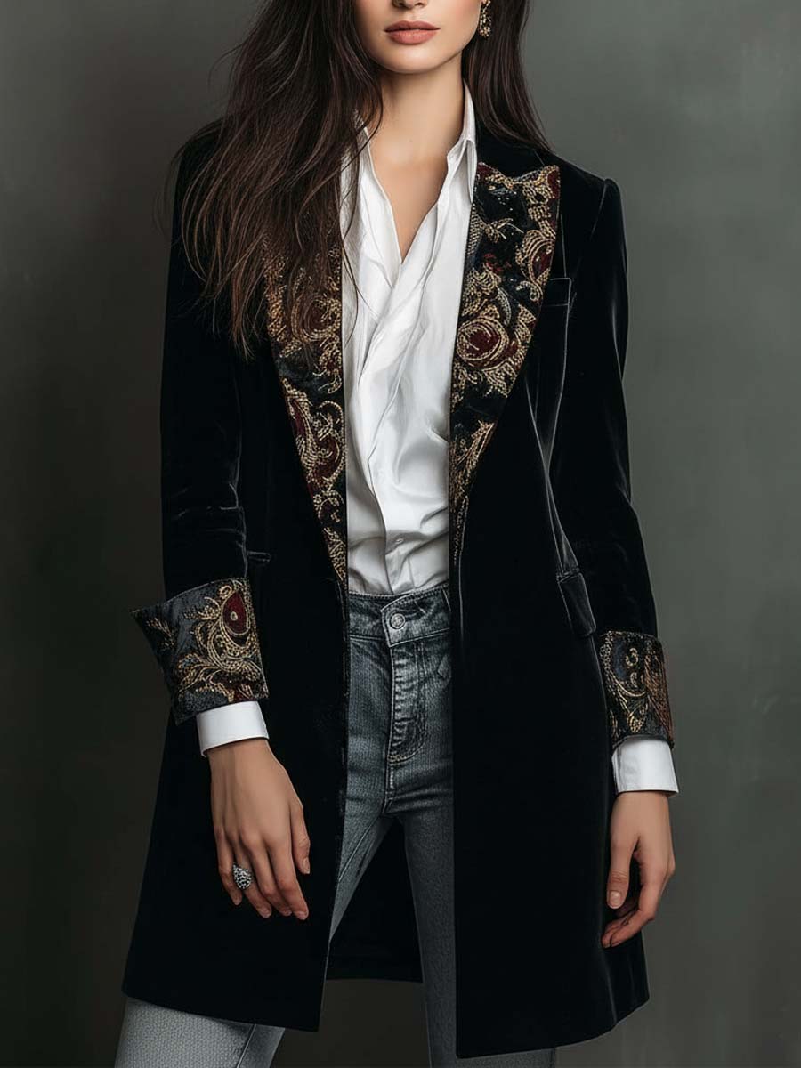 Leontine | Fitted Black Baroque Blazer