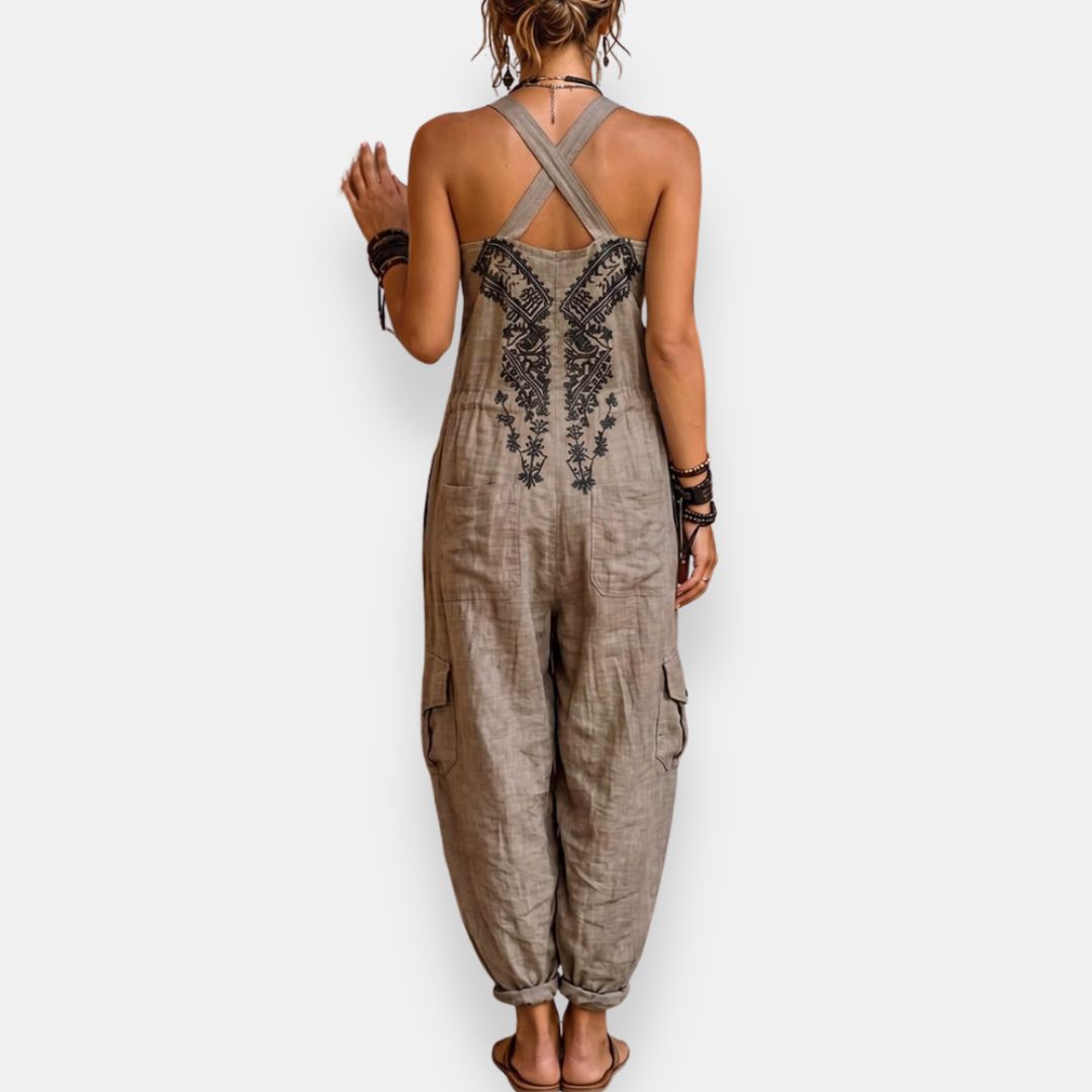 RILEY | Embroidered Harem Jumpsuit with Effortless Boho Ease