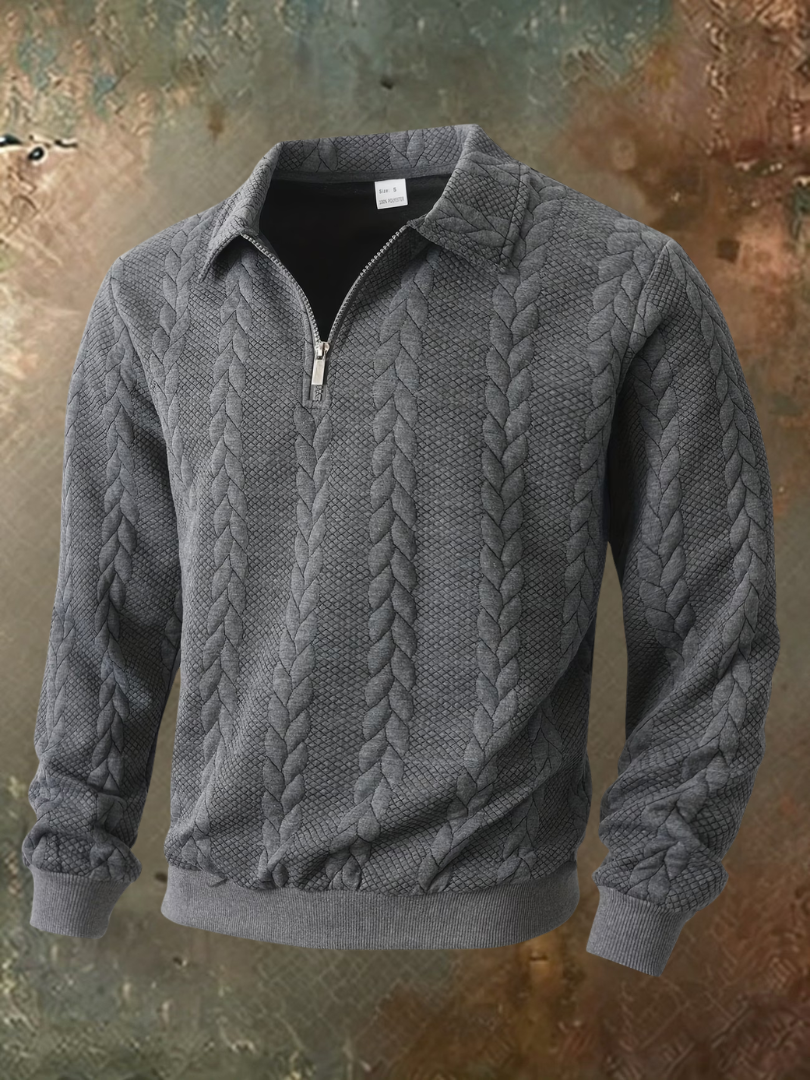 JULIAN | Cable knit half-zip sweater