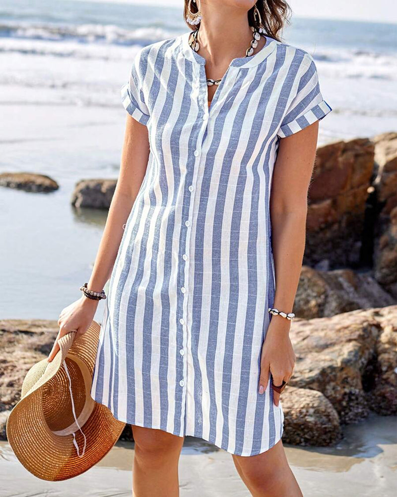 CATERINA | Striped Shirt Dress with Flattering Cut and Natural Day Style