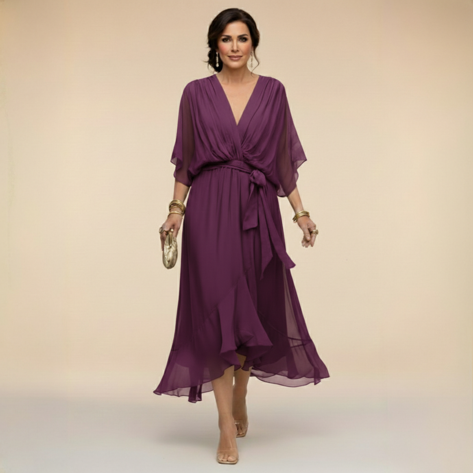 LOTTIE | Elegant V-Neck Dress for Timeless Class