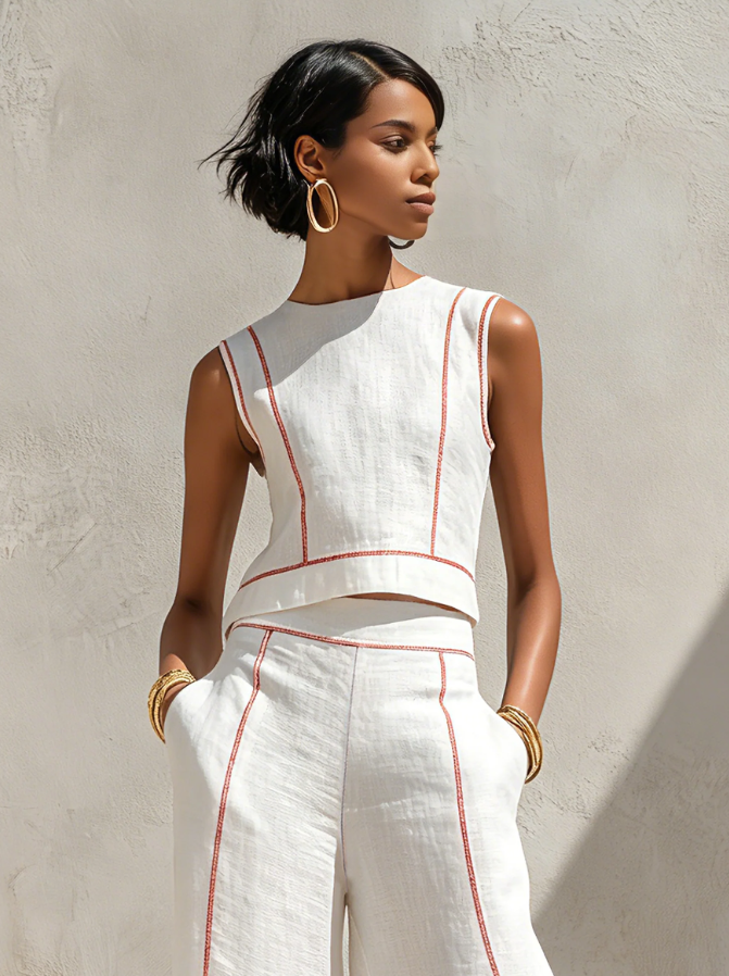 Set Minimalist Blouse and Women's Wide Leg Pants