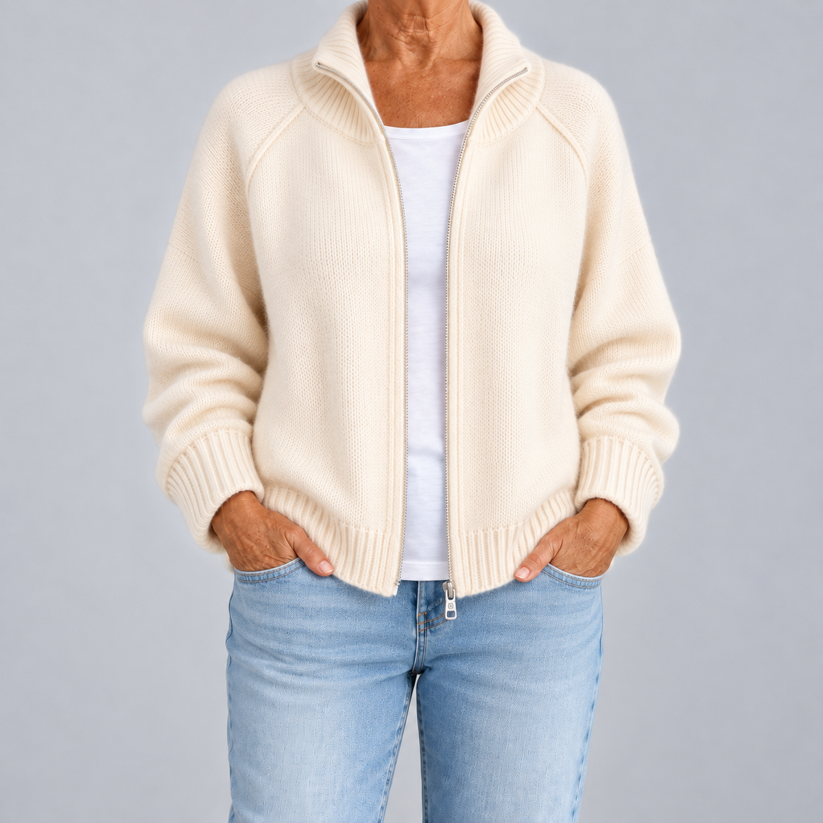 Dafne | Zip Cardigan with High Collar