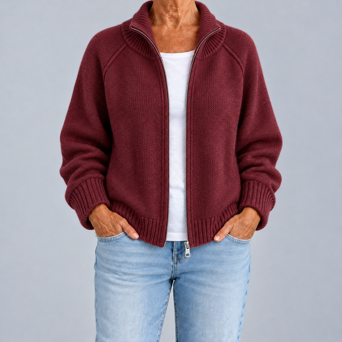 Dafne | Zip Cardigan with High Collar