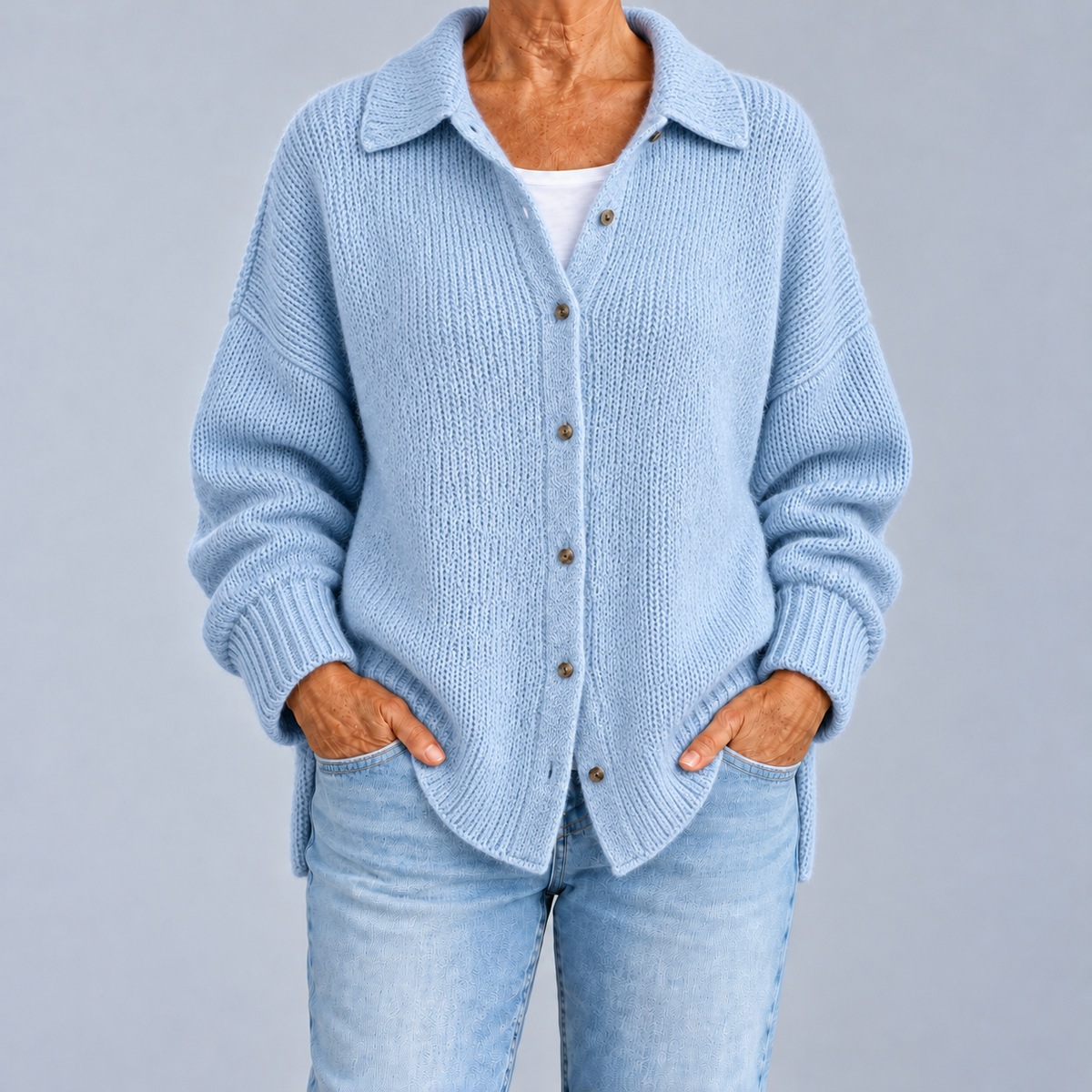 Laura | Oversized Cardigan with Shirt Collar