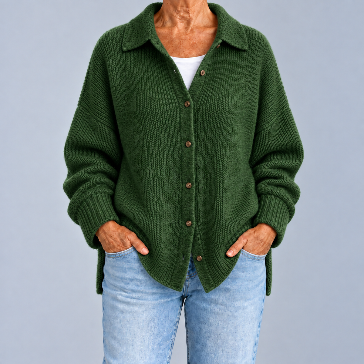 Laura | Oversized Cardigan with Shirt Collar