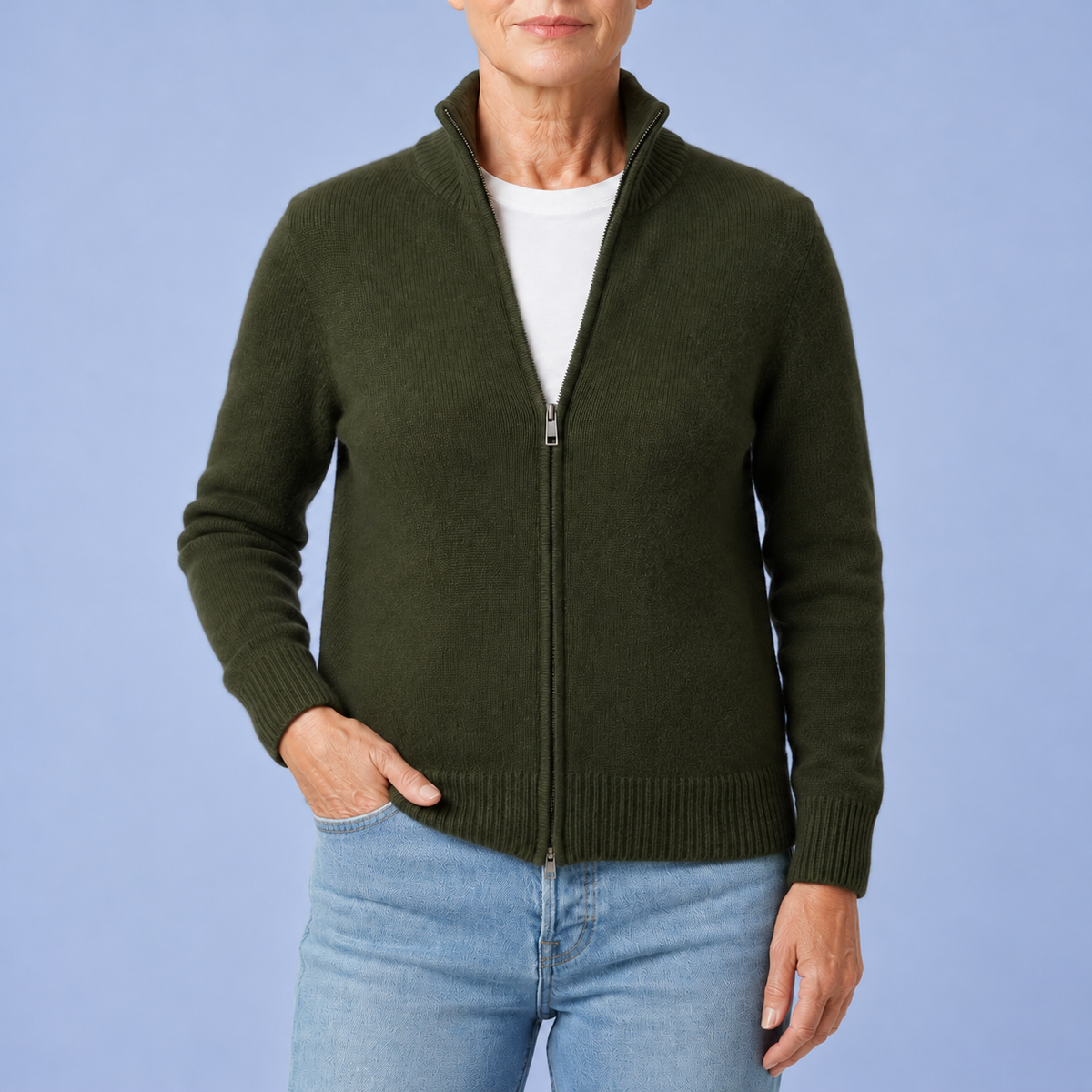 Noemi | Cardigan with Zip and High Collar