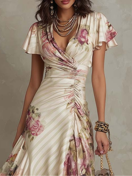 Margaret™ | Elegant Floral Wrap Dress