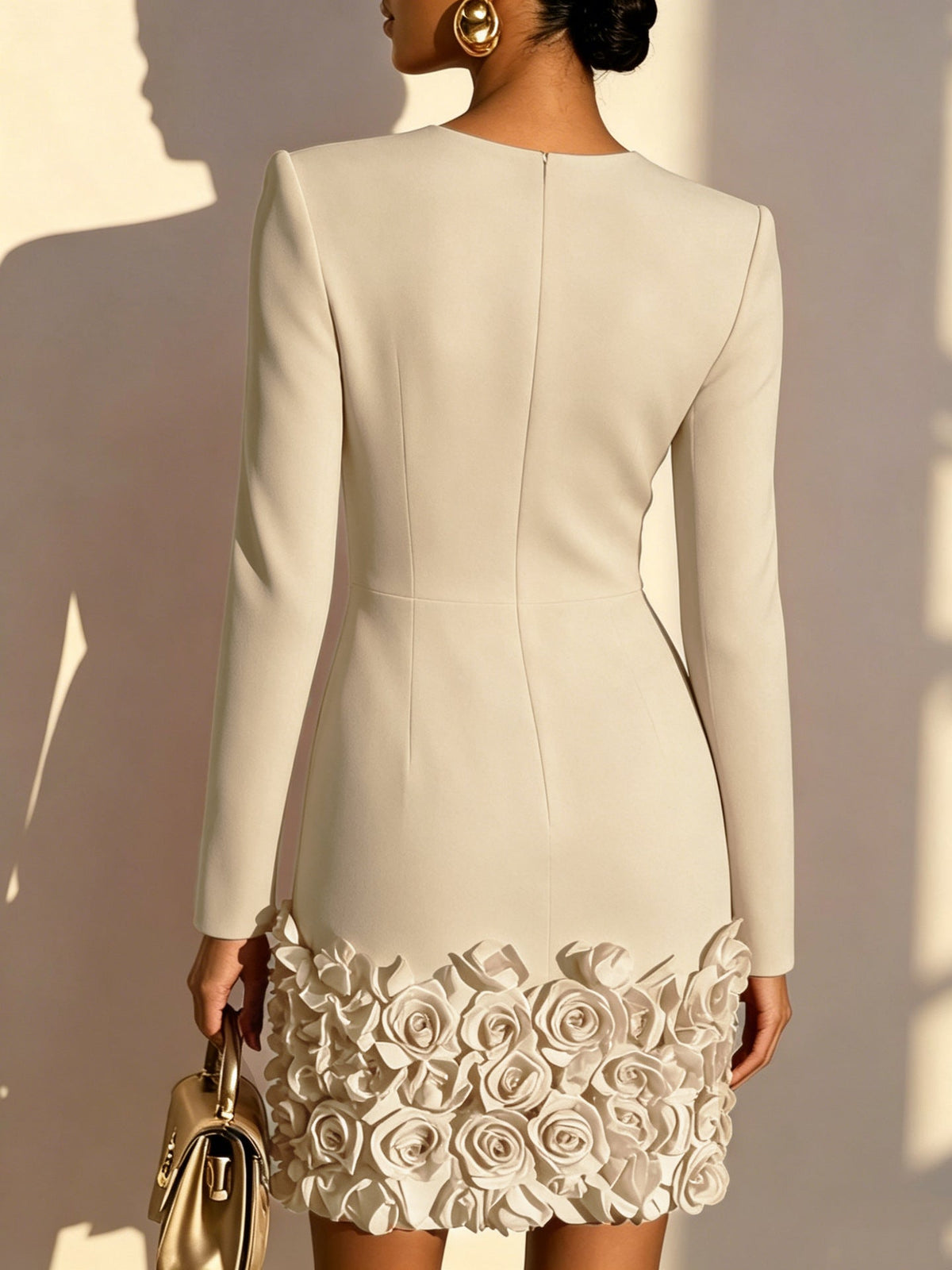 Annabelle | Fitted Mini Dress with Sculpted Rose Hem
