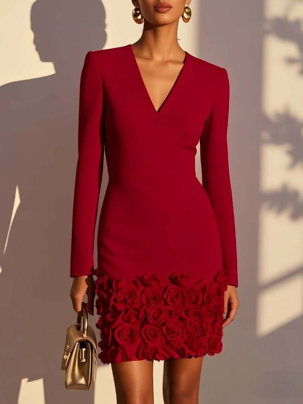 Annabelle | Fitted Mini Dress with Sculpted Rose Hem