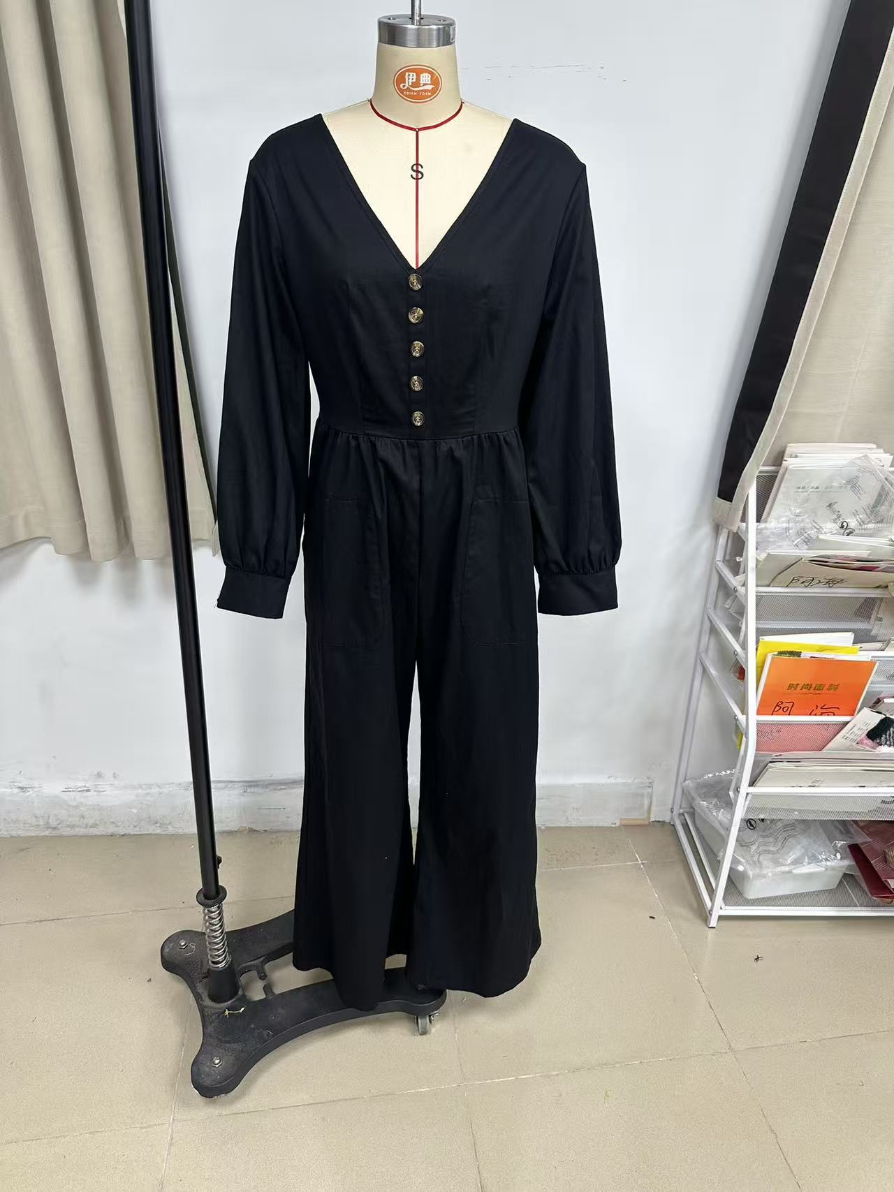MADISON | Button-Front Wide Leg Jumpsuit with Effortless Style, Easy On-Off and All-Day Comfort