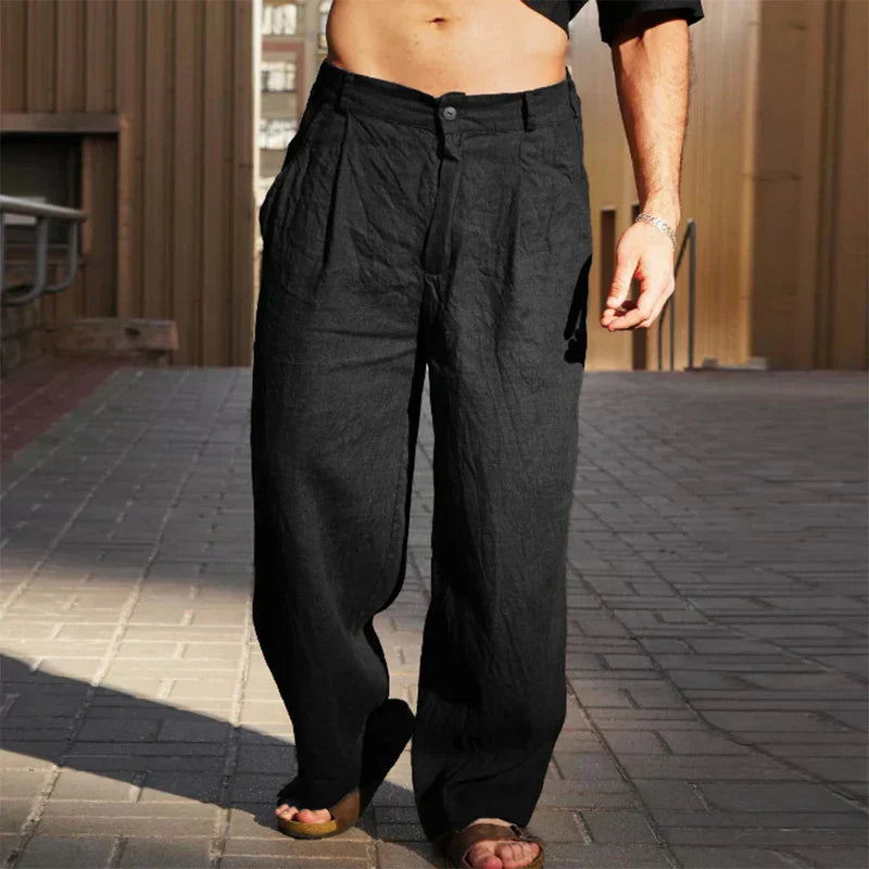 DARIO | LINEN PANTS WITH WIDE LEGS