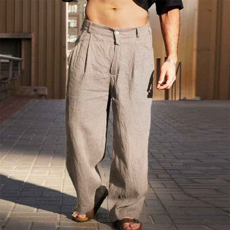 DARIO | LINEN PANTS WITH WIDE LEGS