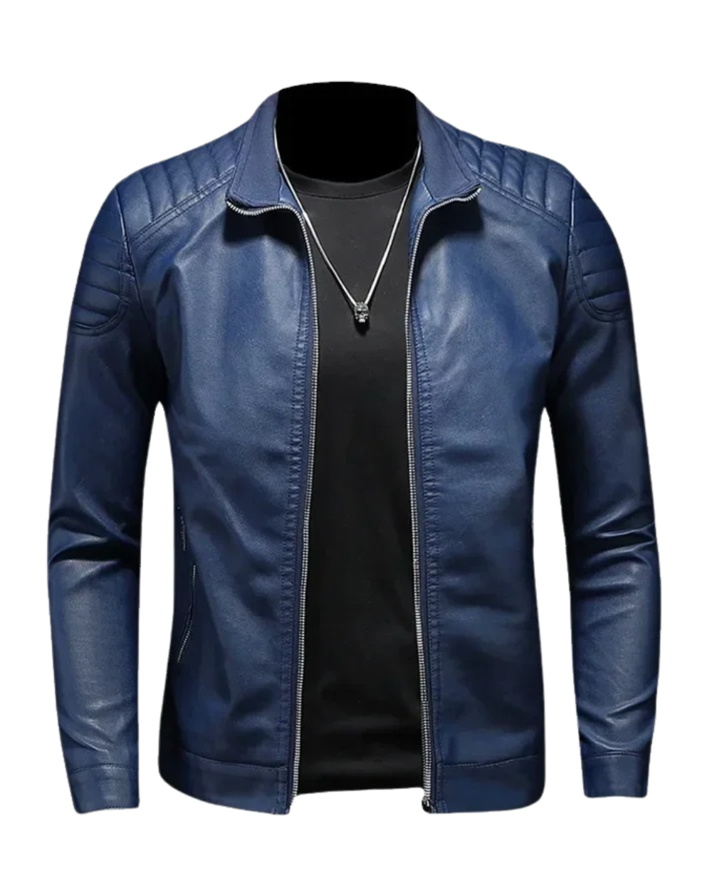 Alberto | Leather Jacket with Raised Collar