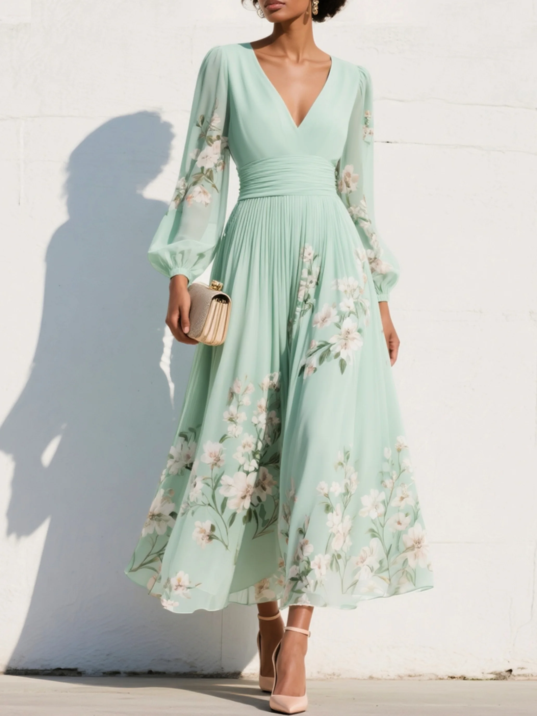 Primrose | Floral Pleated Maxi Dress