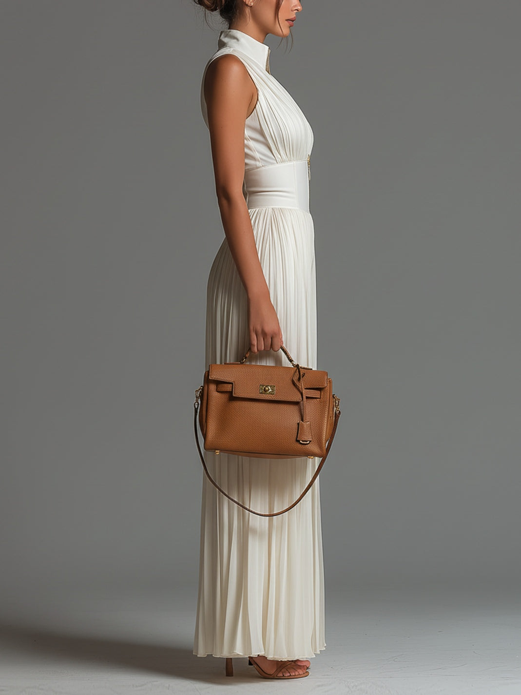 Zsofia Jumpsuit - Pleated White Chiffon Jumpsuit