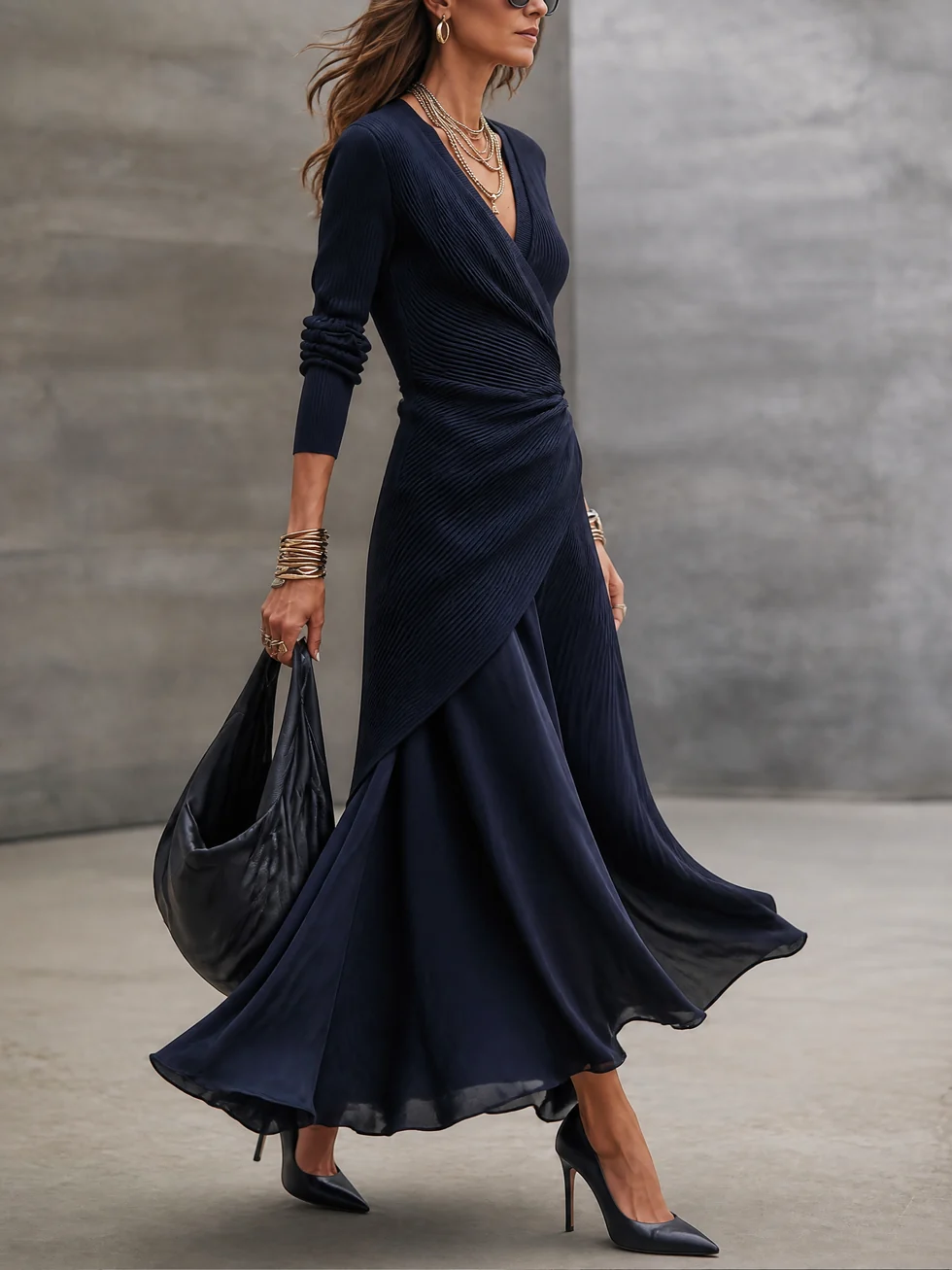 Tamara | Maxi Wrap Dress with Satin Skirt