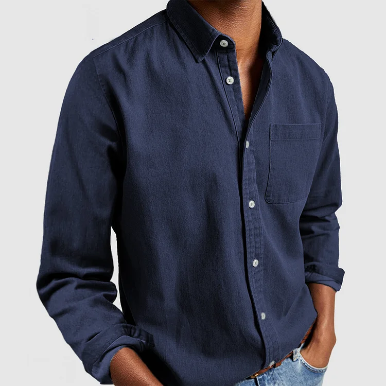 Alexandre | Men's Long Sleeve Shirt with Classic Collar and Chest Pocket