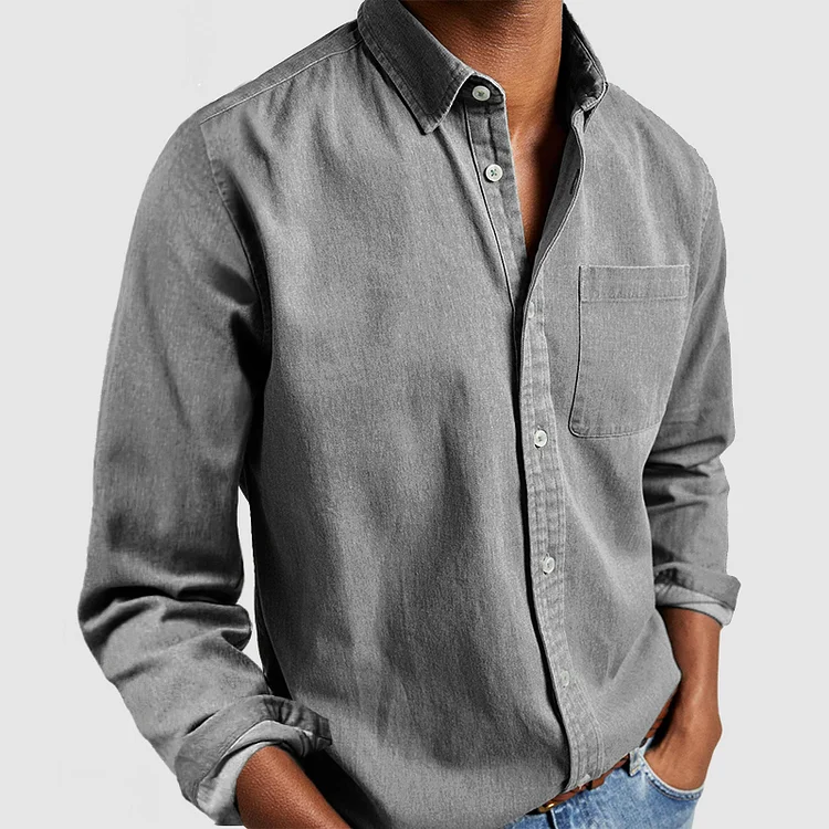 Alexandre | Men's Long Sleeve Shirt with Classic Collar and Chest Pocket