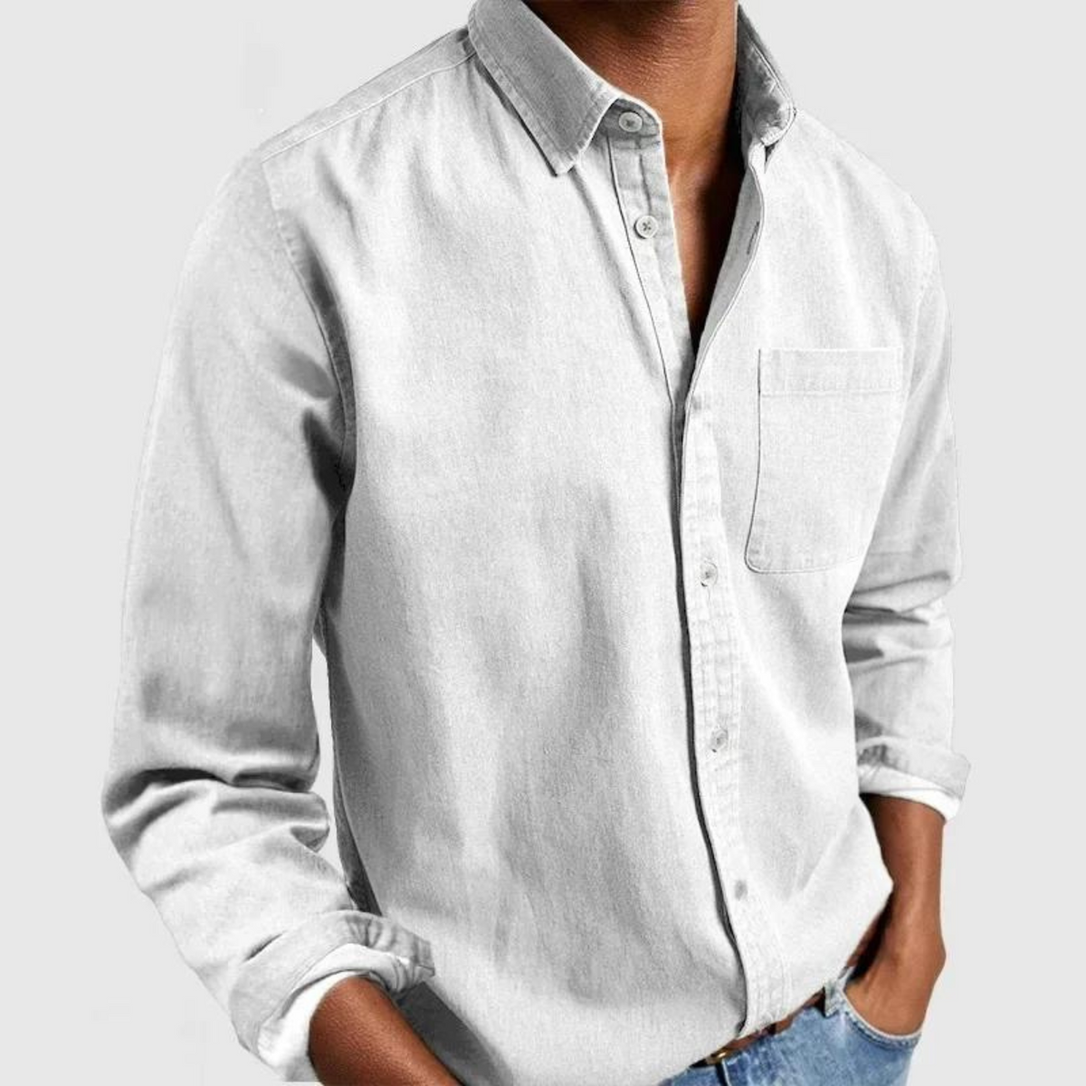 Alexandre | Men's Long Sleeve Shirt with Classic Collar and Chest Pocket