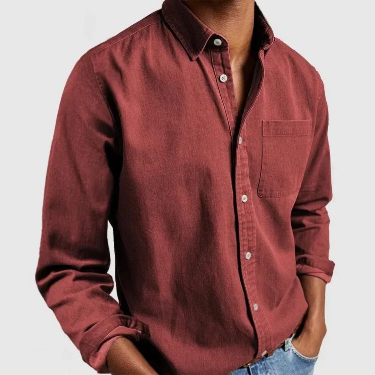 Alexandre | Men's Long Sleeve Shirt with Classic Collar and Chest Pocket
