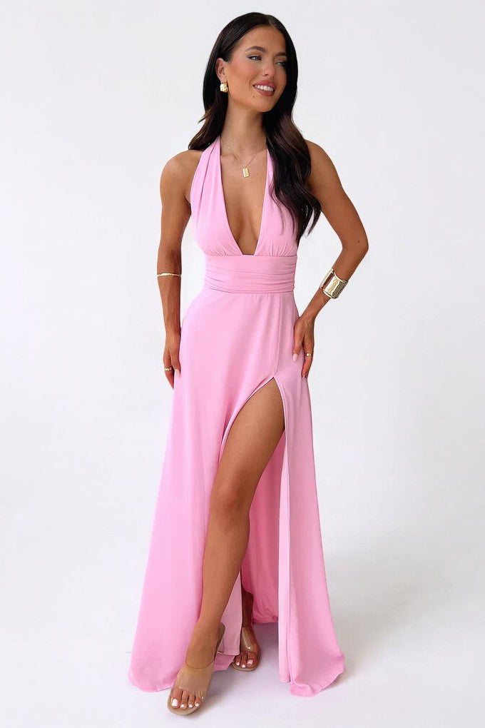 LILLI | Stylish Halter Maxi Dress with High Slit