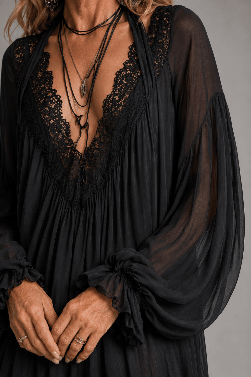Elara™ | Black Chiffon Halter Mini Dress