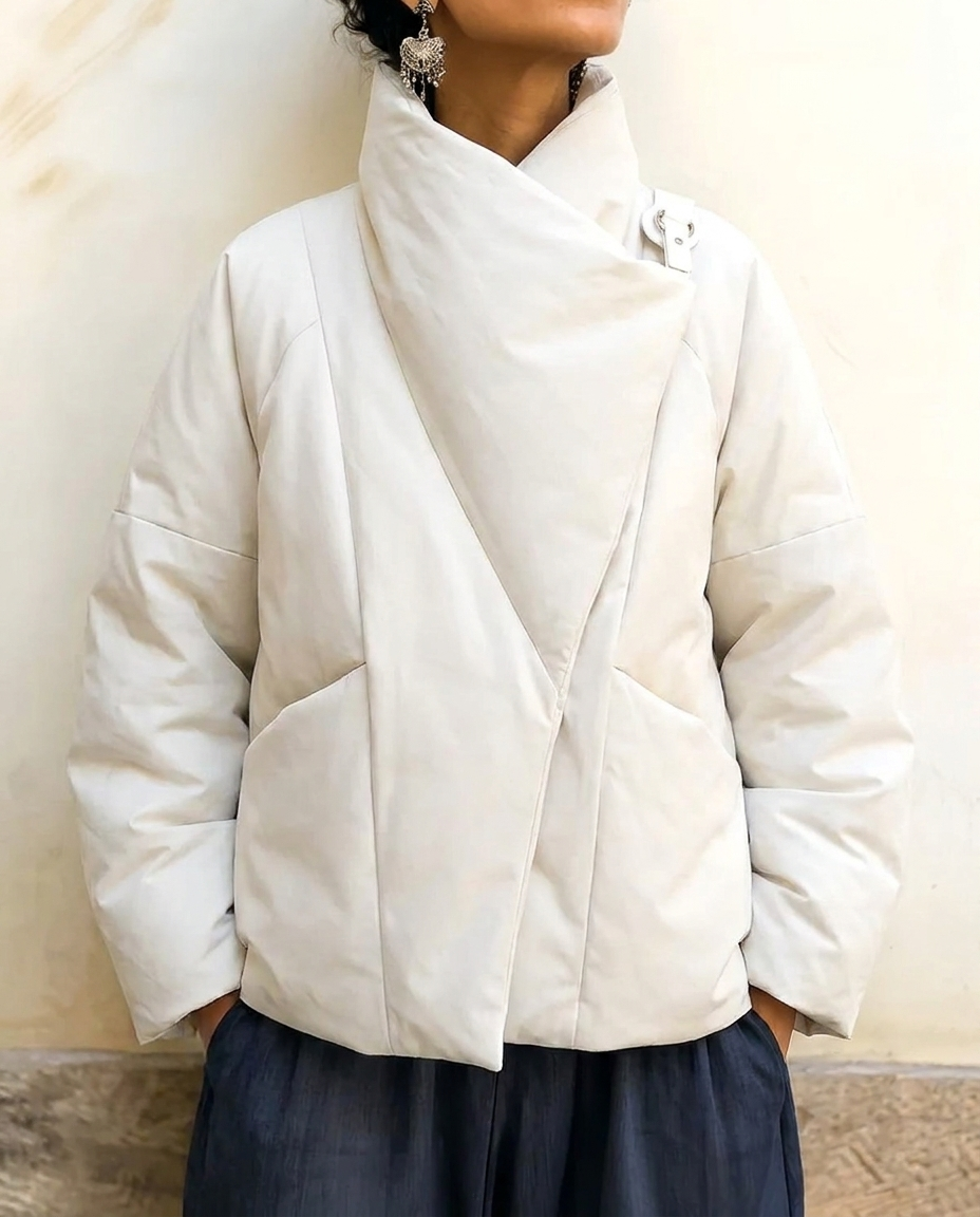 ELOWEN | Padded Jacket with Draped Asymmetric Collar