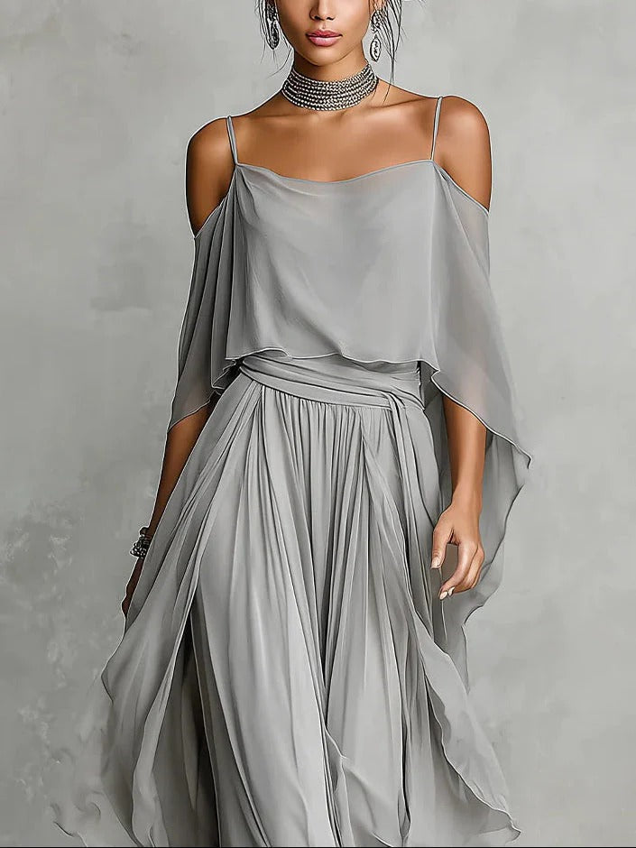 Clarissa | Cold-Shoulder Draped Two-Piece Set