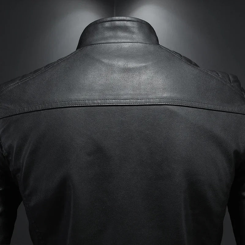 Alberto | Leather Jacket with Raised Collar