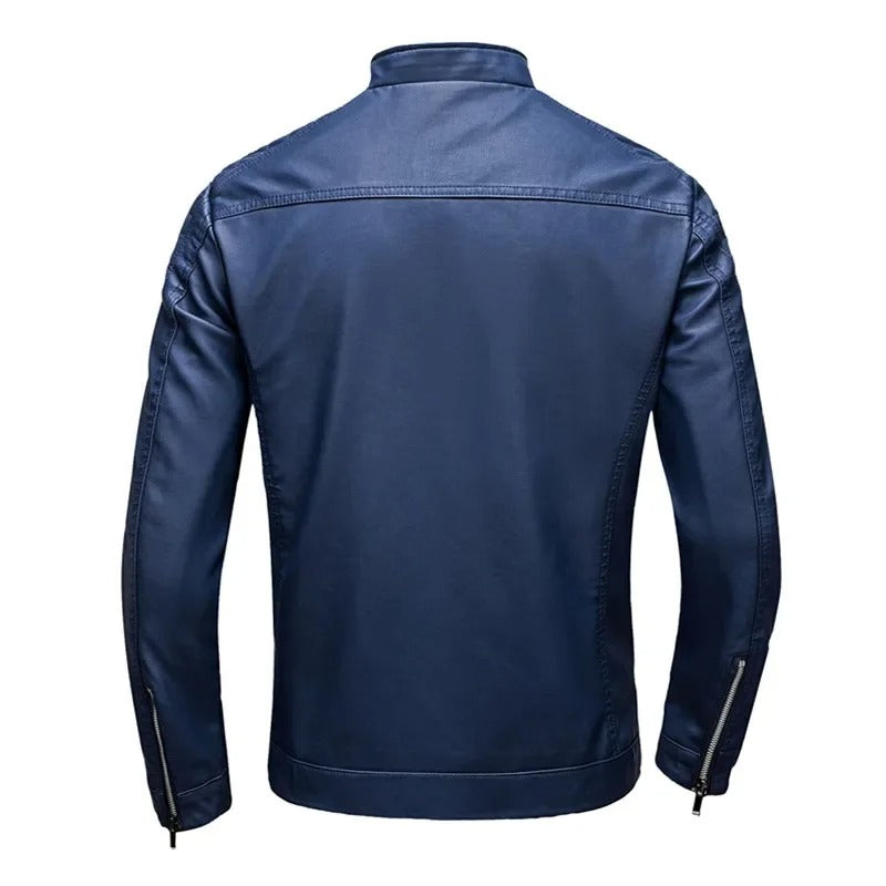 Alberto | Leather Jacket with Raised Collar