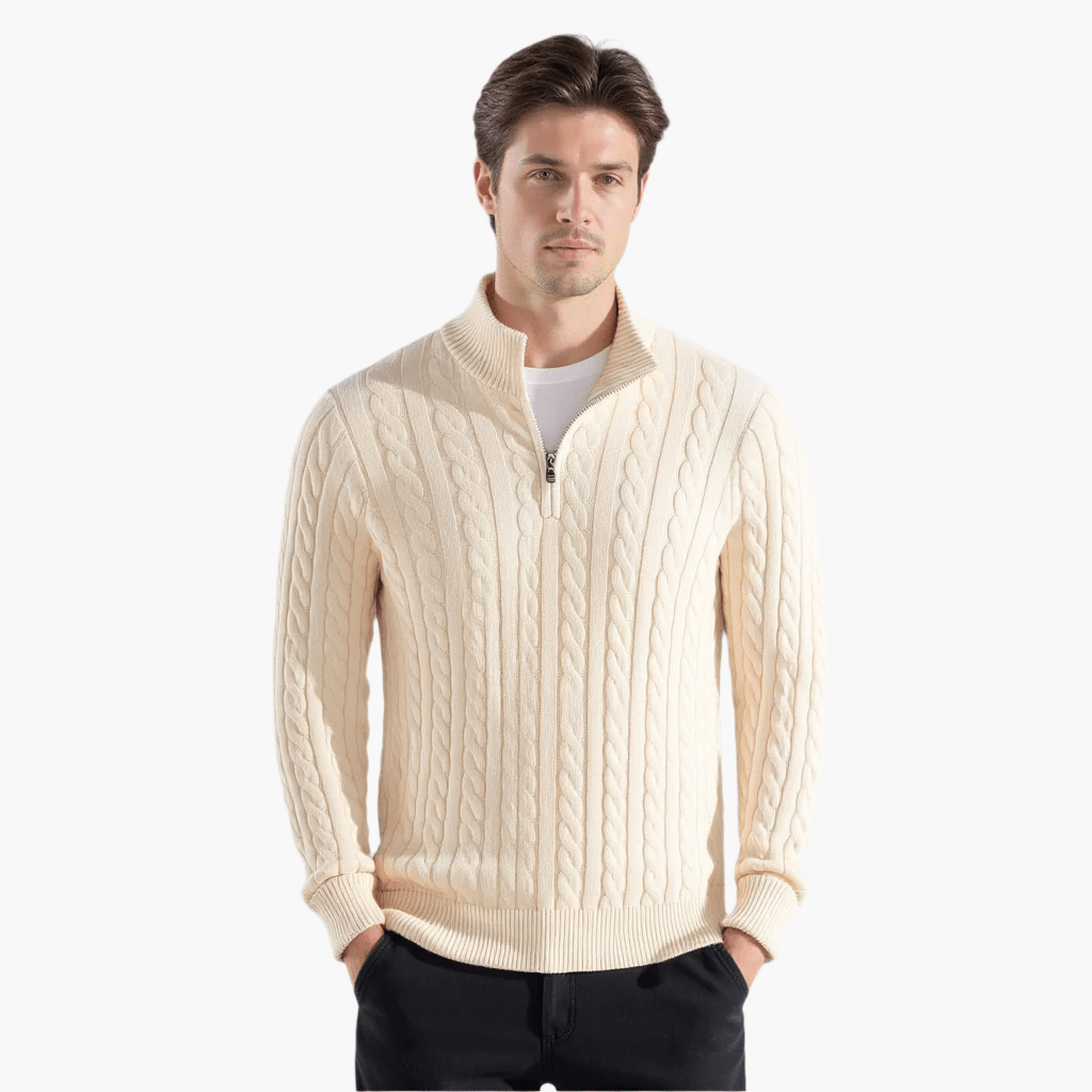 TAEBAEK | Ribbed Sweater with Zipper and Unique Design