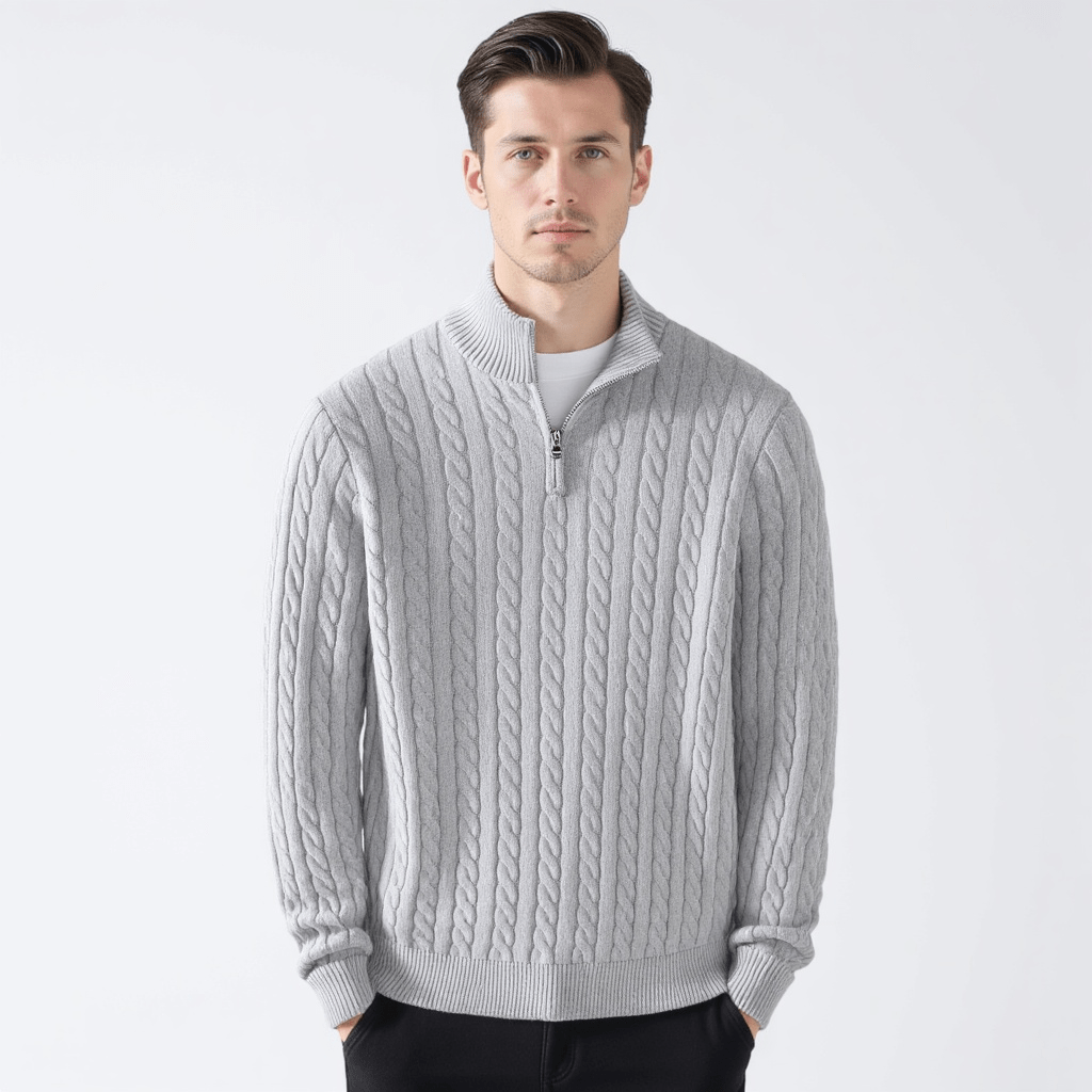 TAEBAEK | Ribbed Sweater with Zipper and Unique Design