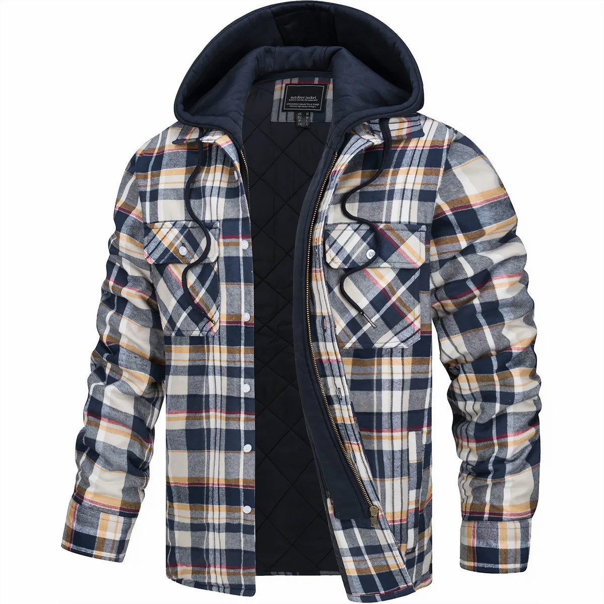 Timothy™ | Warm Quilt-Lined Plaid Flannel Hooded Jacket