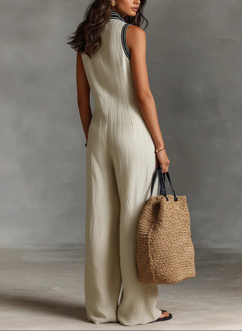 Elena | Sleeveless Wide-Leg Jumpsuit