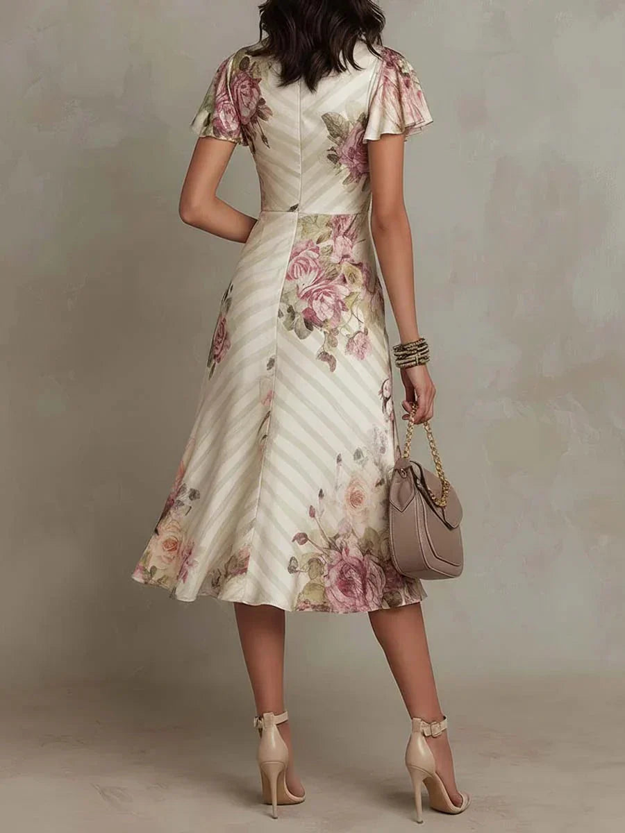 Camellia | Elegant Floral Ruched Wrap Midi Dress