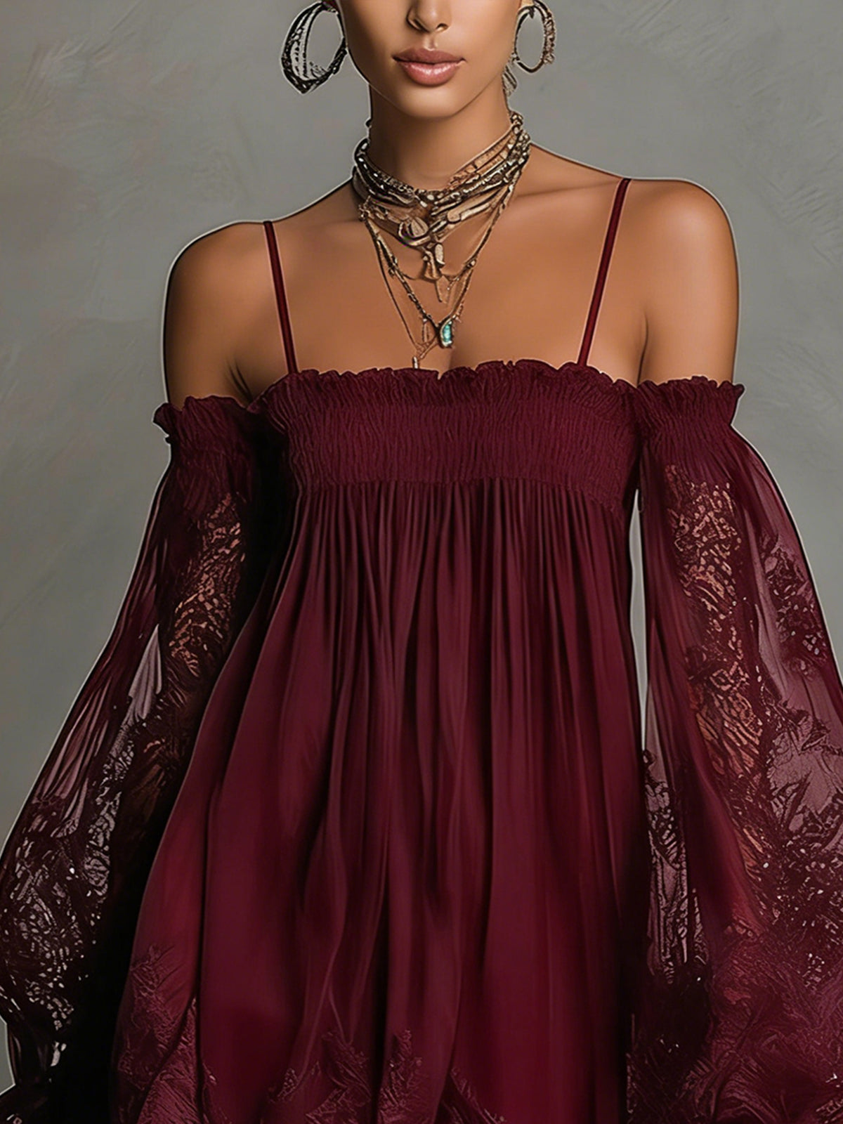 Noemi™ | Navy Lace Chiffon Mini Dress