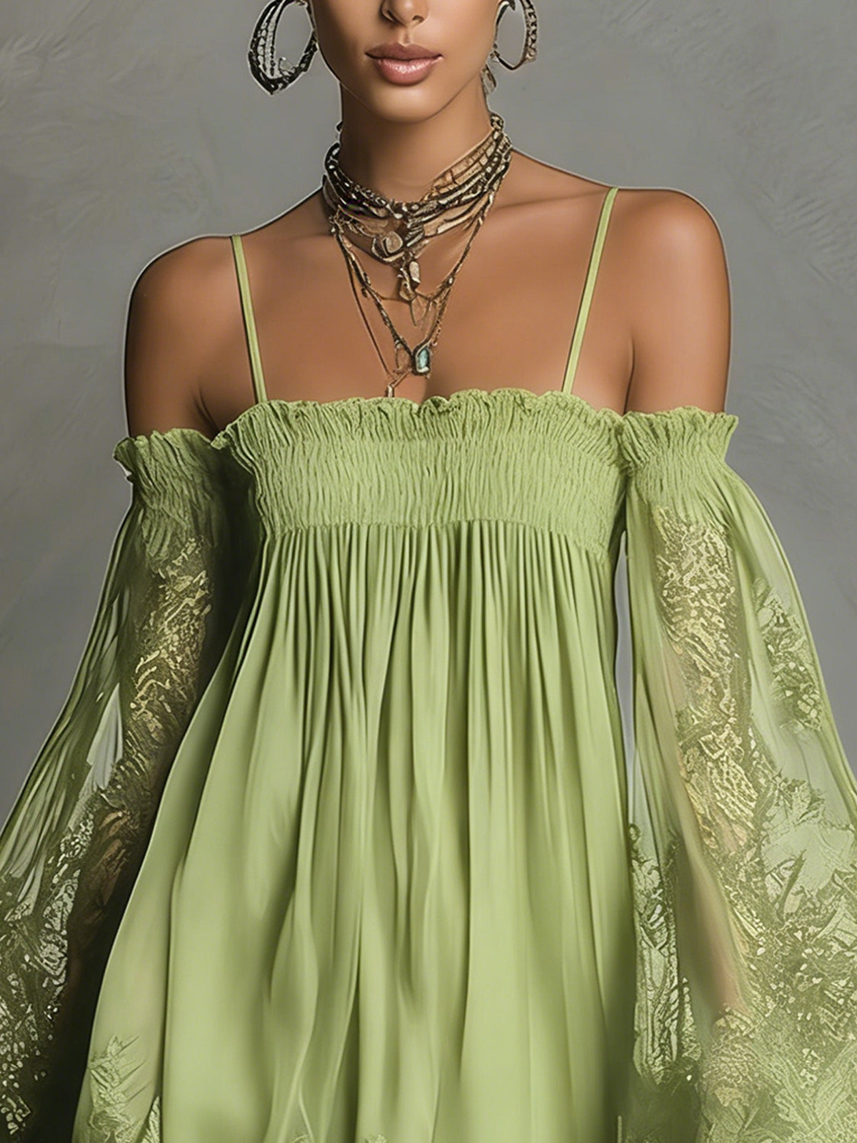 Elara | Off-Shoulder Lace-Trim Mini Dress