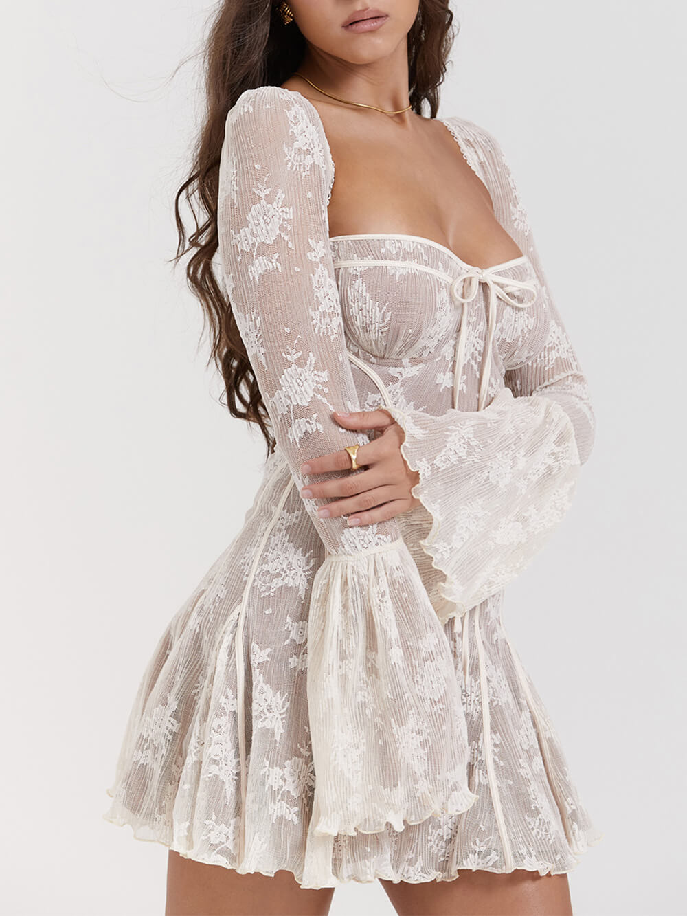 Vintage cream-colored corset dress