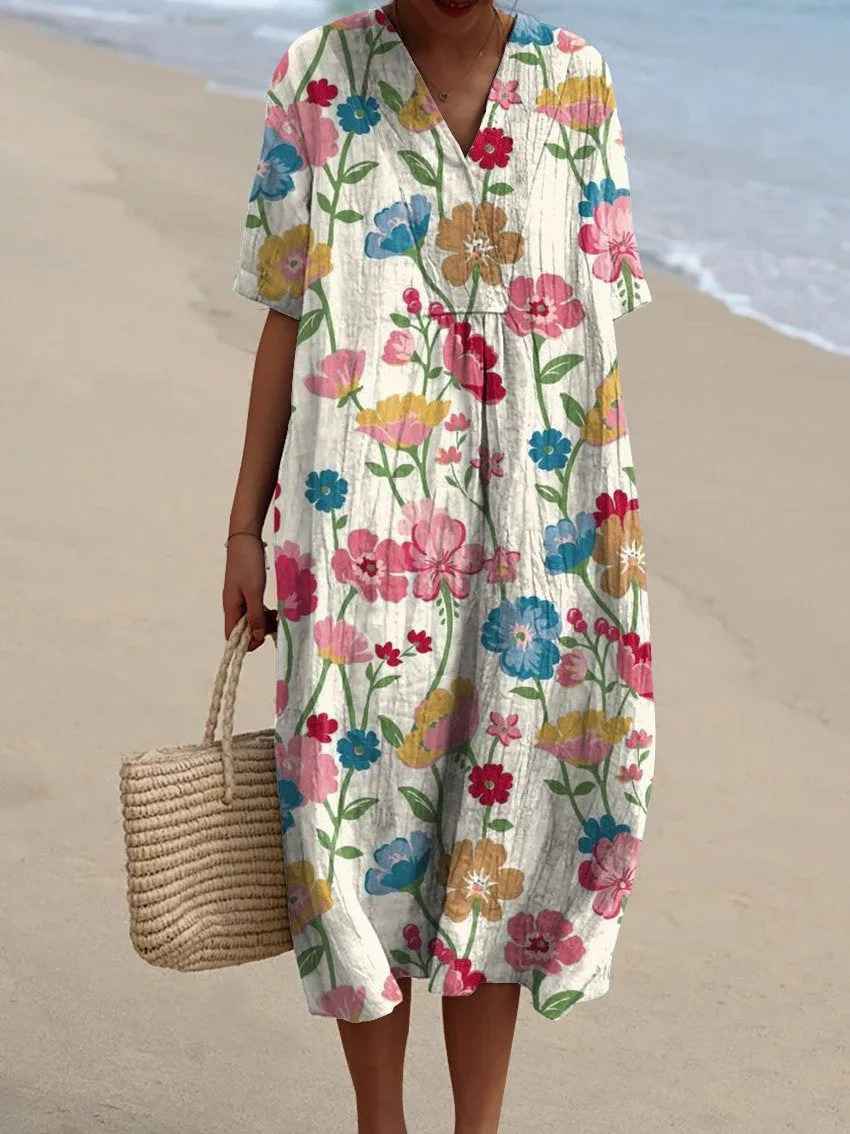 Sammy - Vintage Floral Art Flowing Casual Dress