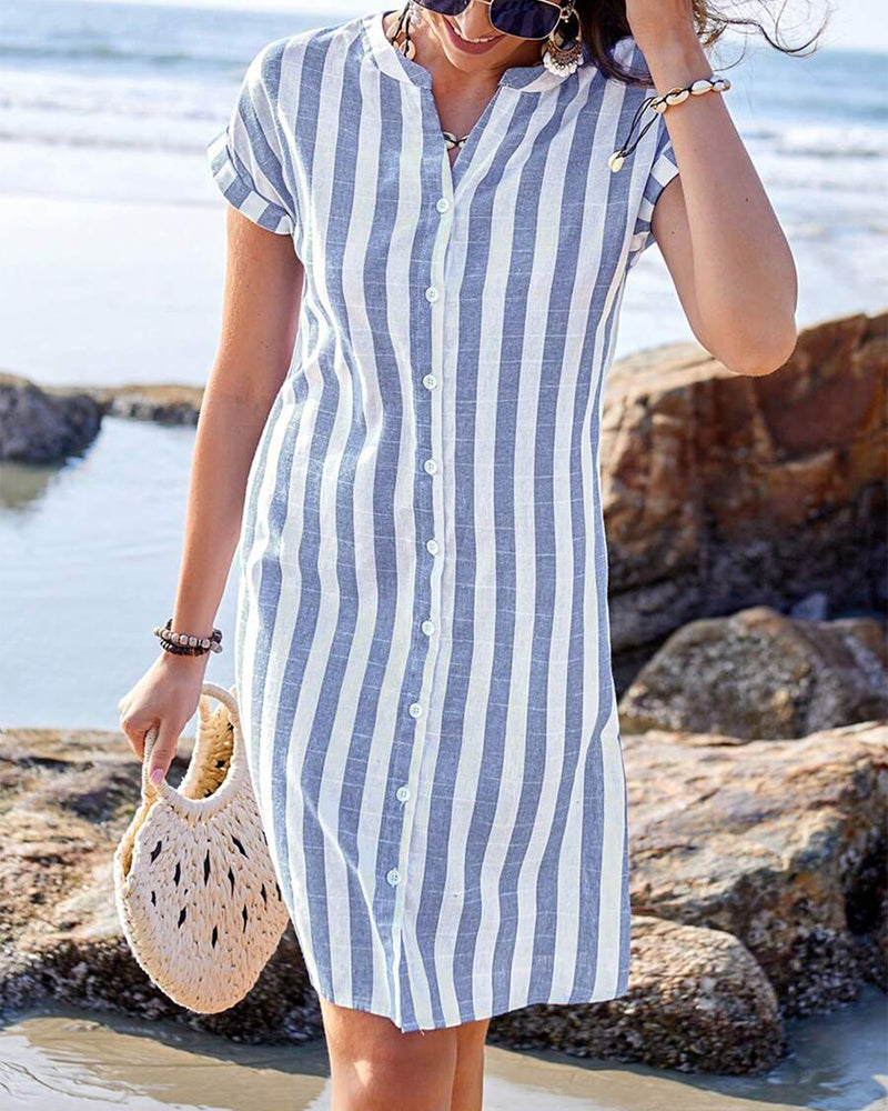 CATERINA | Striped Shirt Dress with Flattering Cut and Natural Day Style