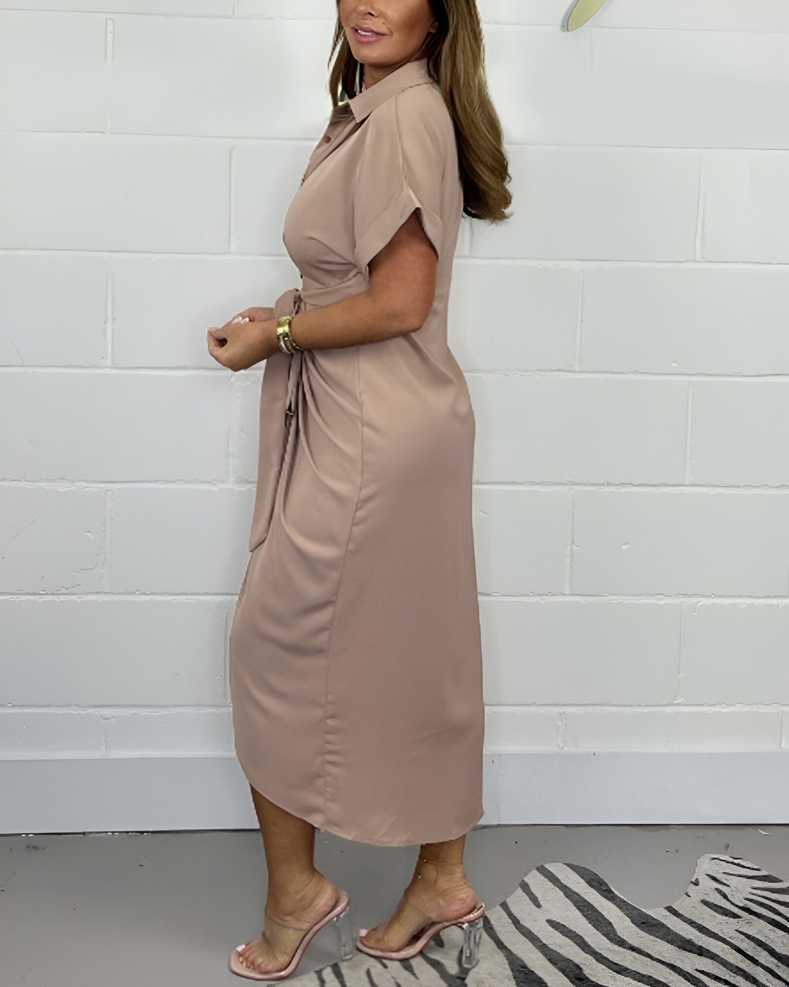 CARLA | Shirt Dress with Bow and Ruffled Hem for Everyday Elegance