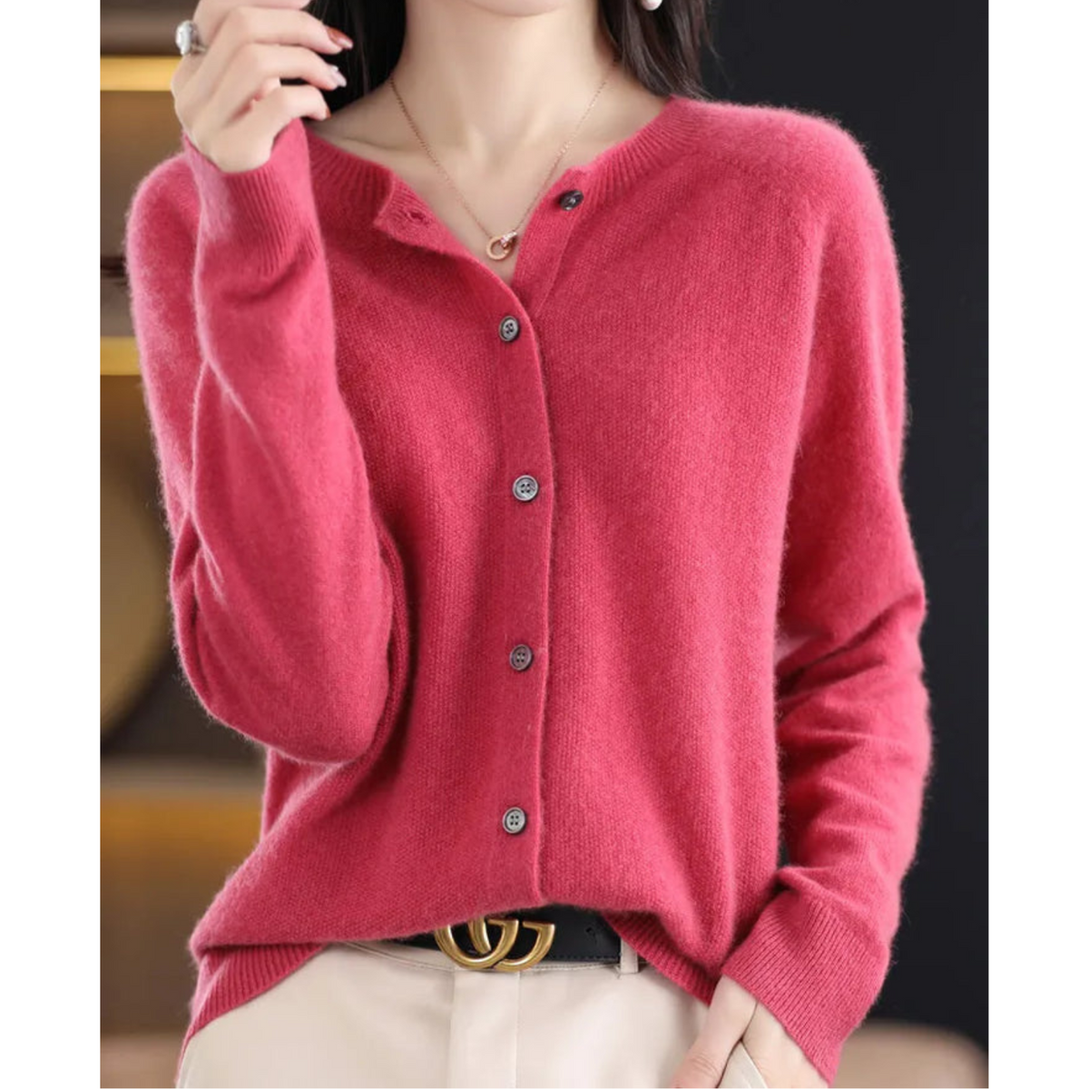 Mercy Cardigan for Women – Elegant Merino Wool & Soft Cardigan with Round Neck