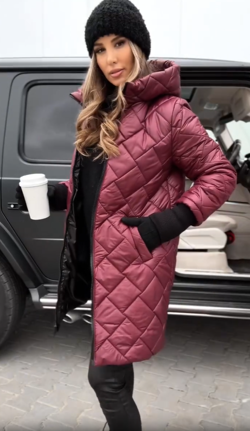 Bogna | Elegant quilted winter coat with hood