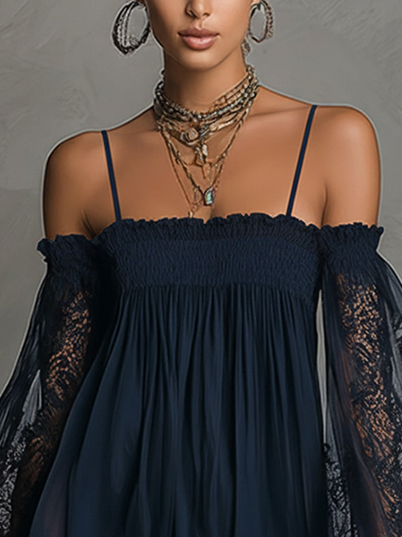 Elara | Off-Shoulder Lace-Trim Mini Dress