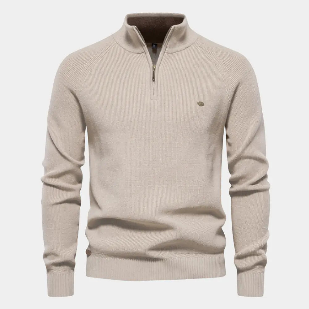 WESTON | RIBBED KNIT HALF-ZIP PULL OVER PIERRE