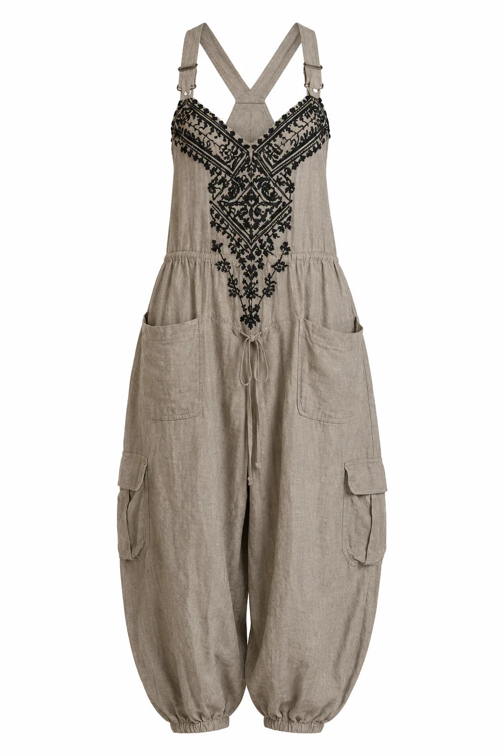 RILEY | Embroidered Harem Jumpsuit with Effortless Boho Ease