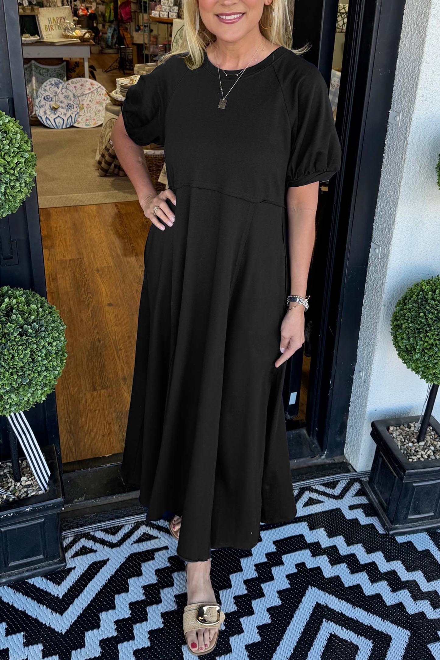 ODETTE | Puff-Sleeve Maxi for Flattering Grace and Comfort