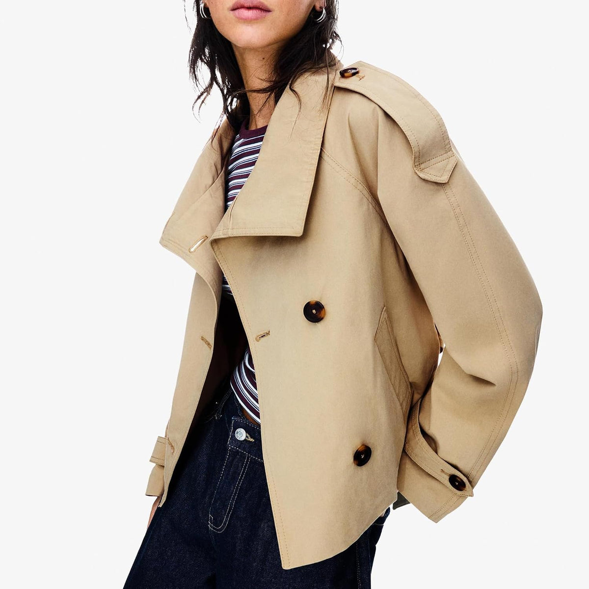 MARLOWE | Cropped Trench Coat with Belted Waist